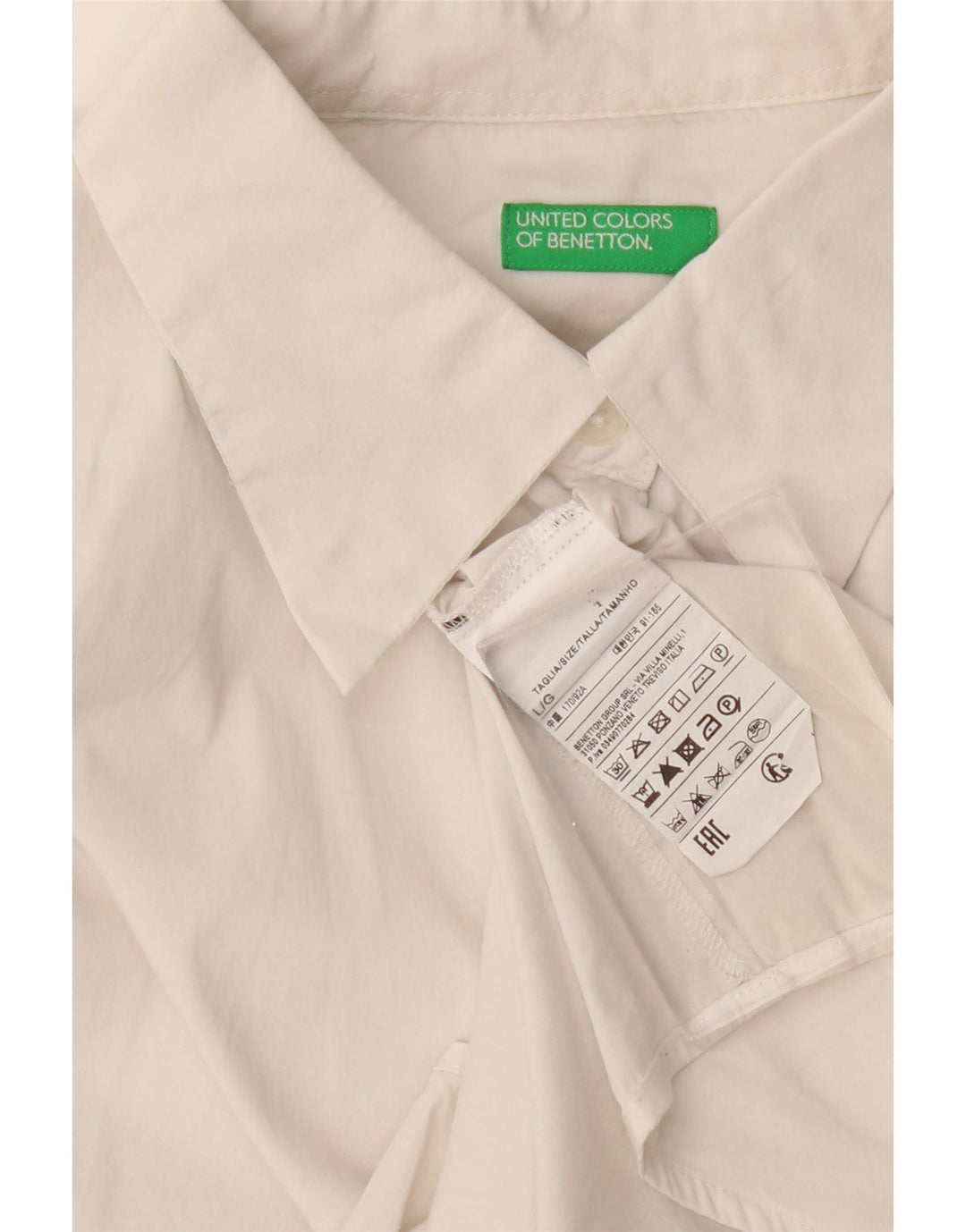Benetton Damenhemd UK 16 Large Weiße Baumwolle