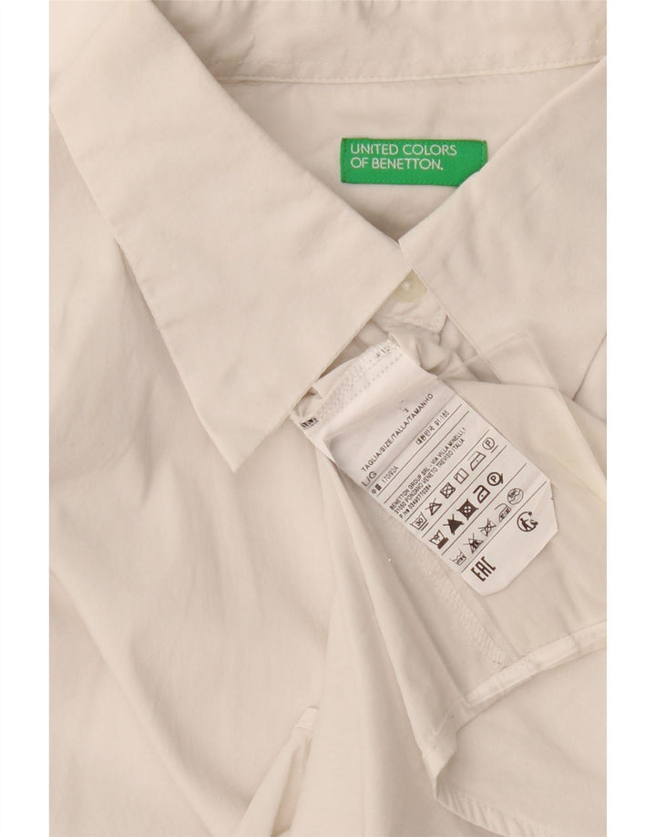 Benetton Damenhemd UK 16 Large Weiße Baumwolle