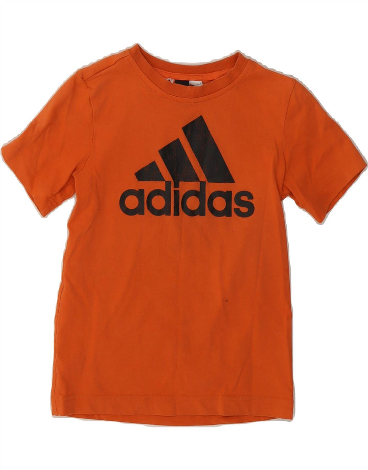 ADIDAS Boys Graphic T-Shirt Top 7-8 Years Orange Vintage Adidas and Second-Hand Adidas from Messina Hembry 