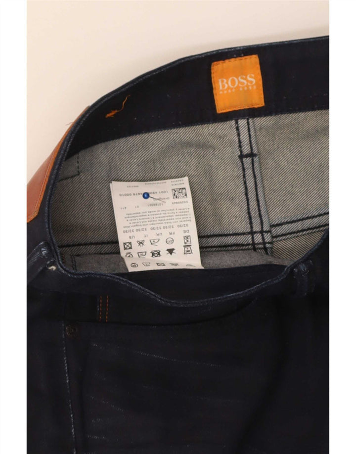 Hugo Boss Herren Straight Jeans W32 L30 Marineblaue Baumwolle