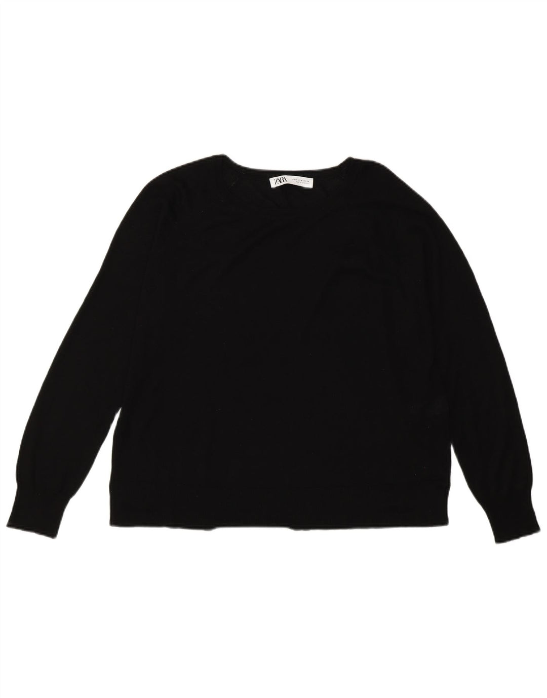 Zara Damen-Pullover mit U-Boot-Ausschnitt, Gr. 14, mittlere schwarze Viskose