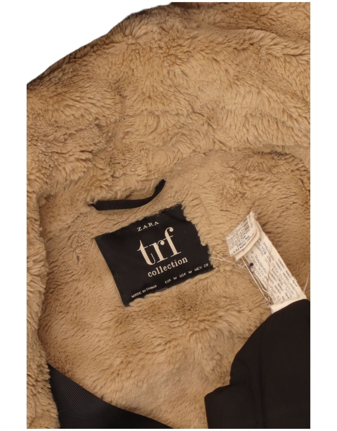 Zara Damen-Parka mit Kapuze, UK 14, Mittelschwarz, Polyester