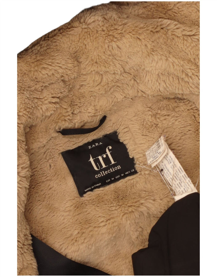 Zara Damen-Parka mit Kapuze, UK 14, Mittelschwarz, Polyester