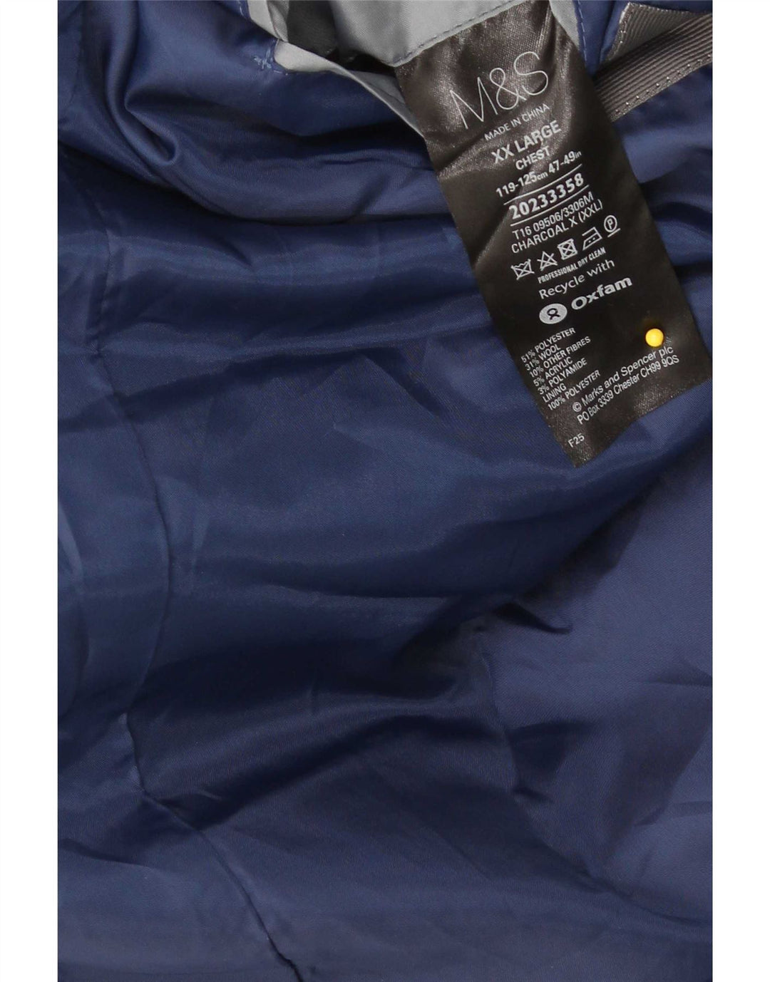Marks & Spencer Herrenmantel UK 44 2XL Schwarz Polyester
