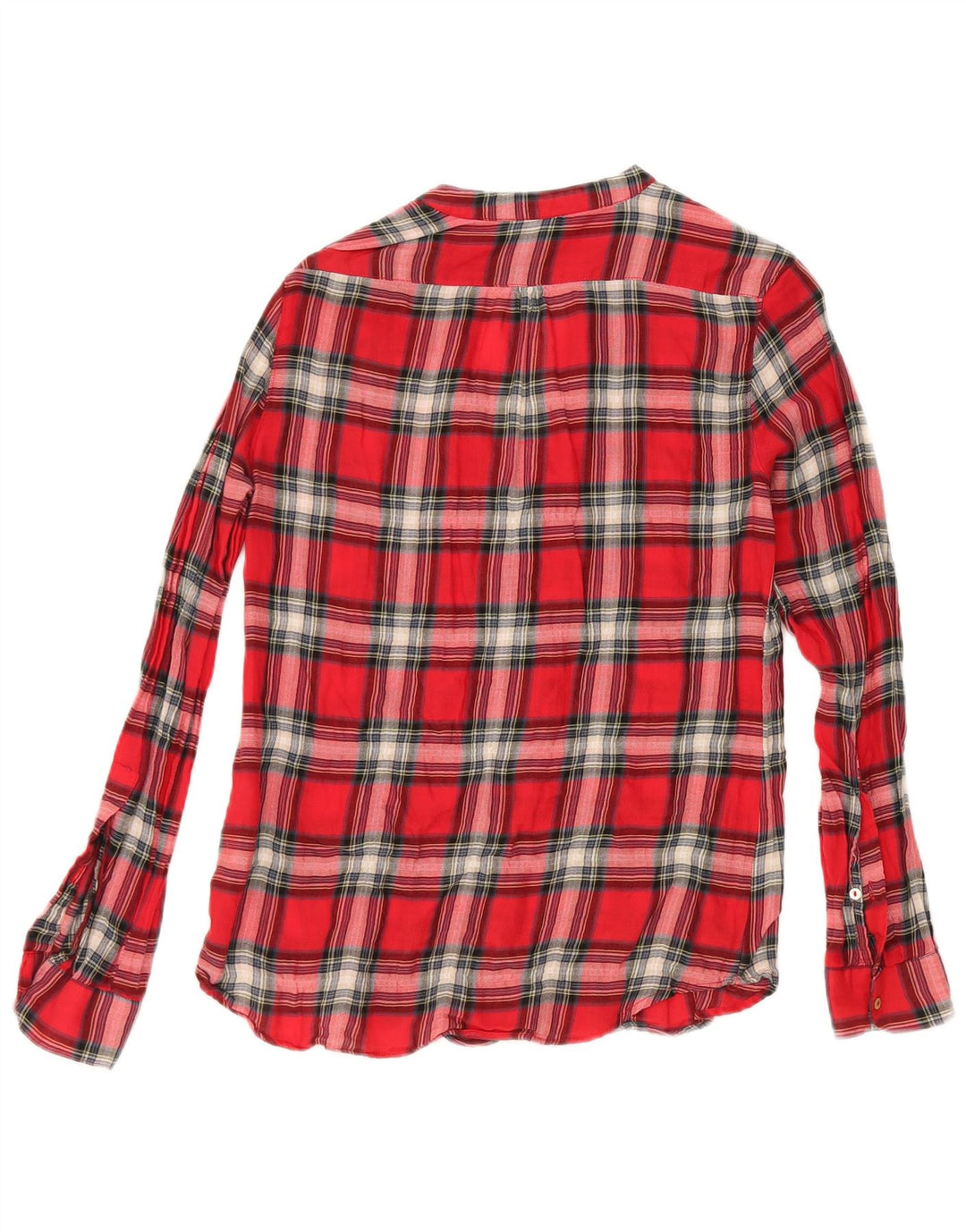 Zara Damen Pullover-Hemd UK 6 XS rot karierte Baumwolle
