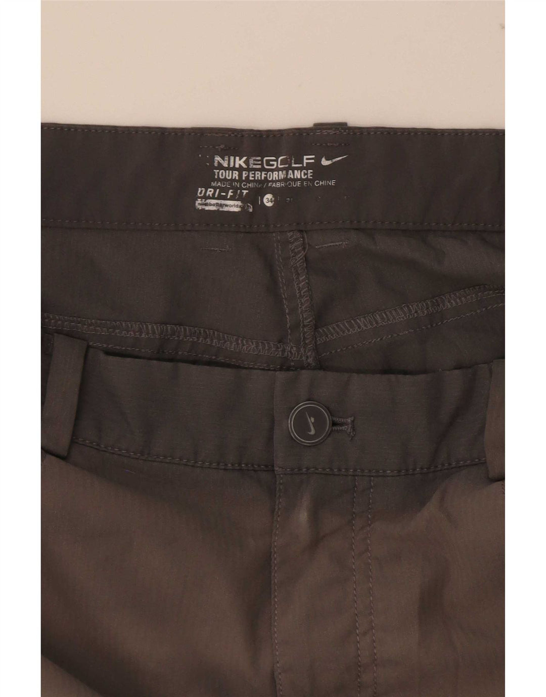 Nike Damen Dri Fit Casual Shorts W34 Large Grau Polyester