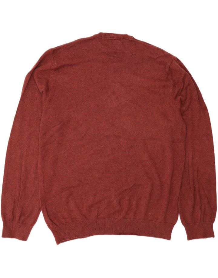 Marks & Spencer Herren-Pullover mit V-Ausschnitt, 2XL, braune Baumwolle