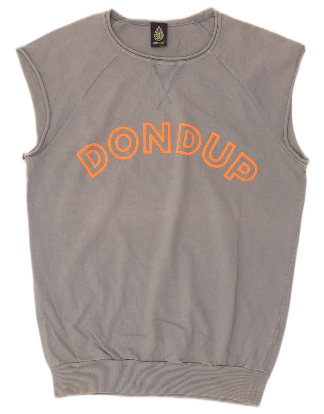Dondup Herren-Sweatshirt mit Grafik, ärmellos, mittelgraue Baumwolle