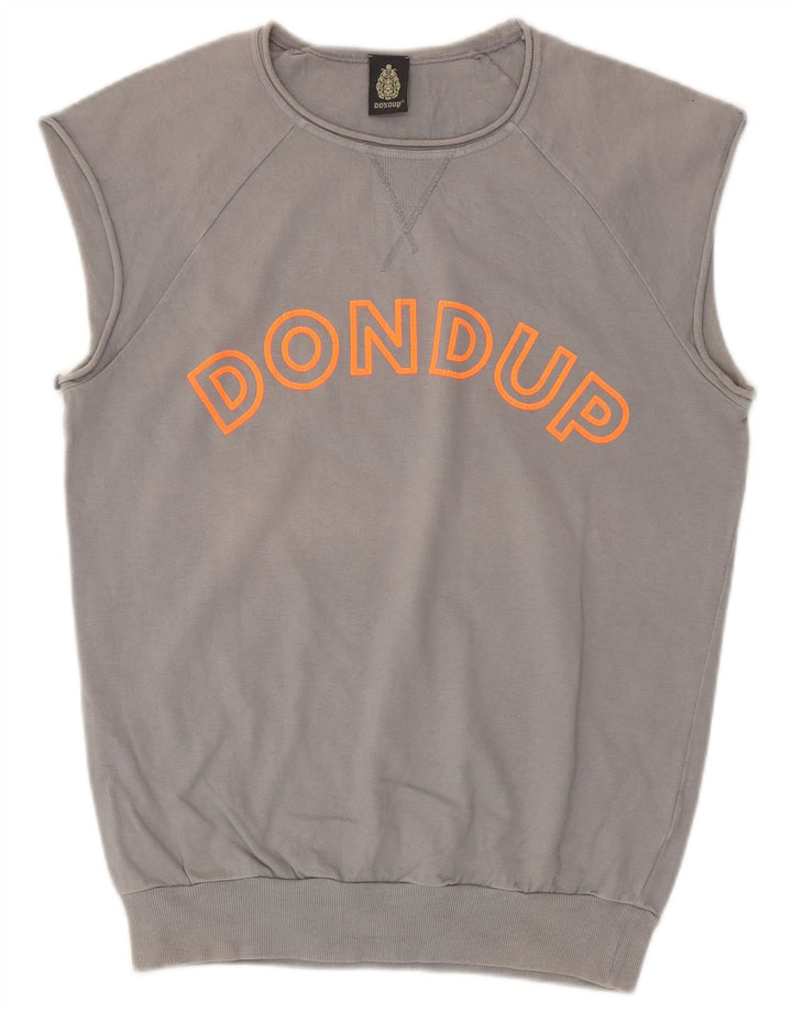 Dondup Herren-Sweatshirt mit Grafik, ärmellos, mittelgraue Baumwolle