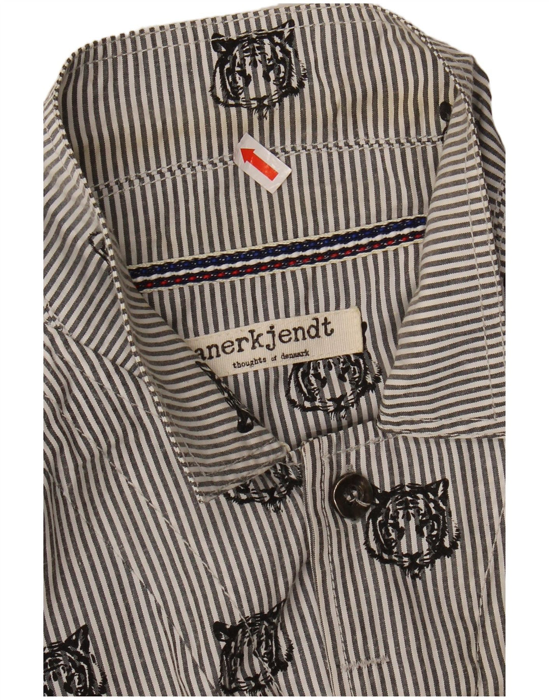 ANERKJENDT Mens Shirt Large Grey Pinstripe Cotton
