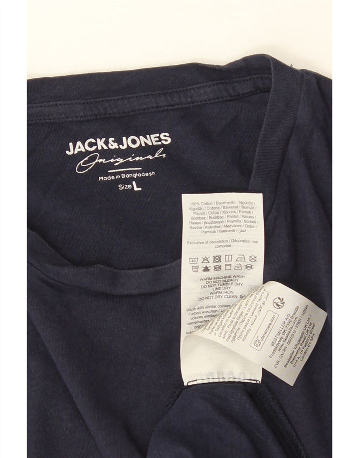 JACK & JONES Herren T-Shirt Top Large Marineblau Baumwolle