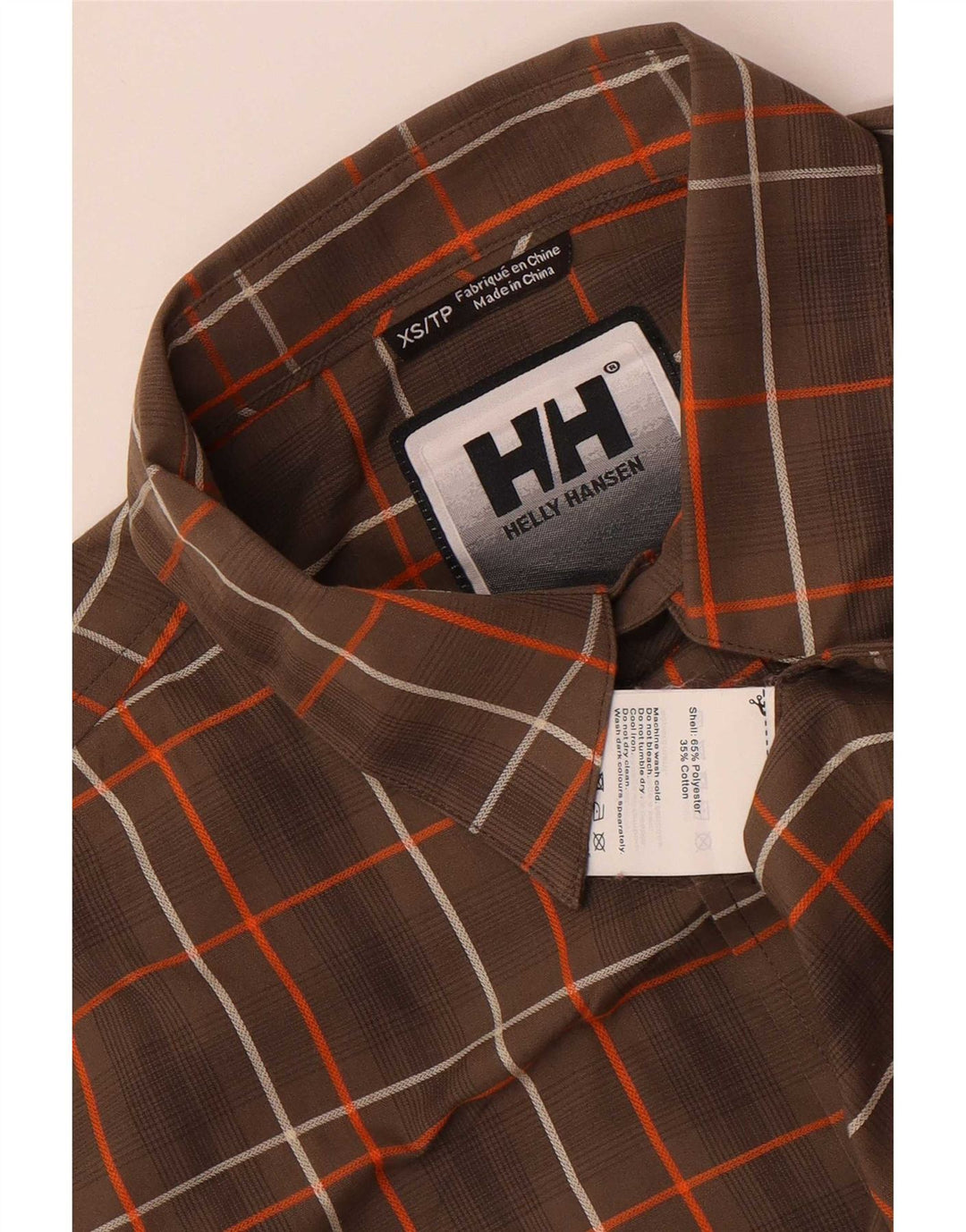 Helly Hansen Herren Kurzarmhemd XS Braun kariertes Polyester