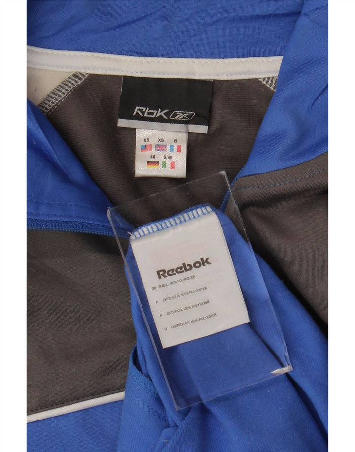 Reebok Herren-Trainingsanzugoberteil, XS, blaues Colourblock-Polyester
