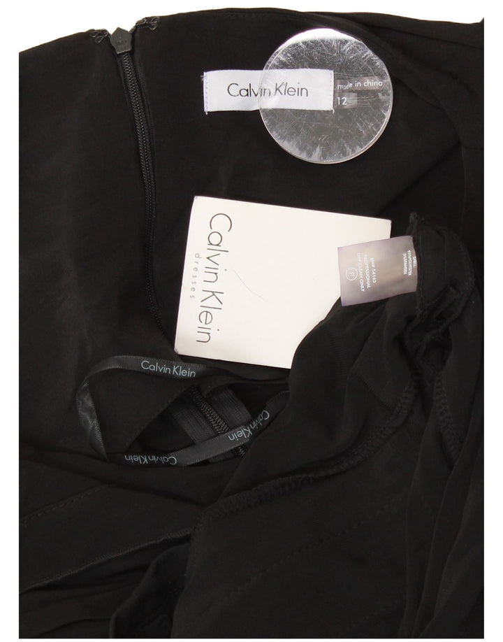CALVIN KLEIN Damen Ärmelloses Etuikleid US 12 Large Schwarz Polyester