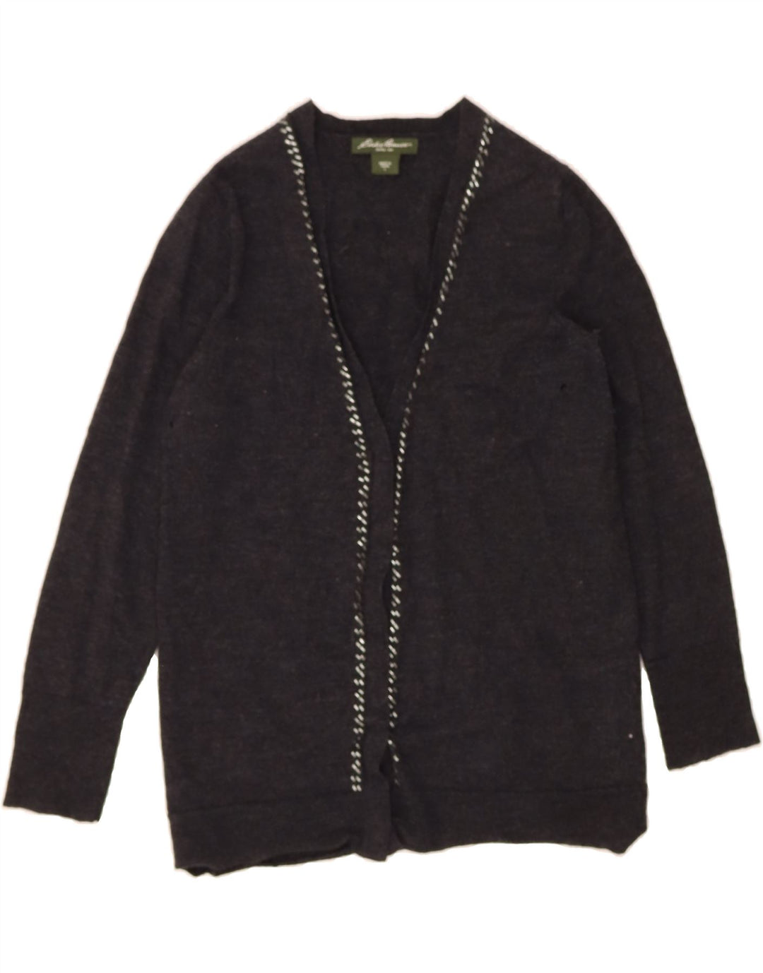 EDDIE BAUER Womens Open Cardigan Sweater UK 14 Large Grey Merino Wool Vintage Eddie Bauer and Second-Hand Eddie Bauer from Messina Hembry 