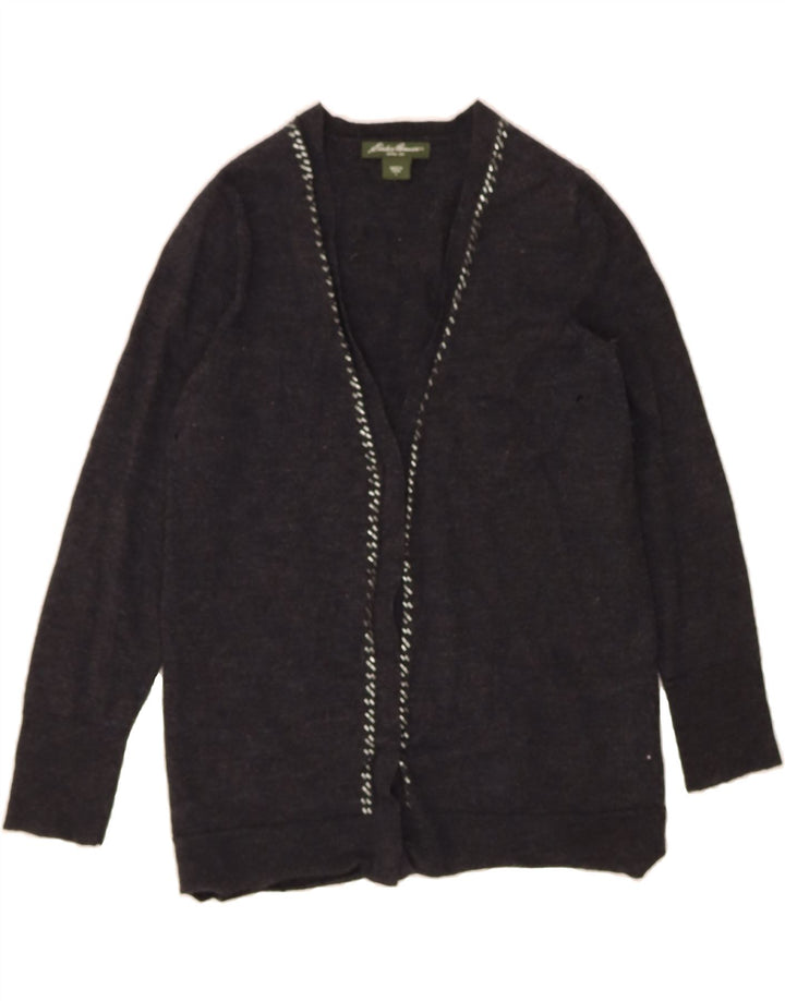 EDDIE BAUER Womens Open Cardigan Sweater UK 14 Large Grey Merino Wool Vintage Eddie Bauer and Second-Hand Eddie Bauer from Messina Hembry 