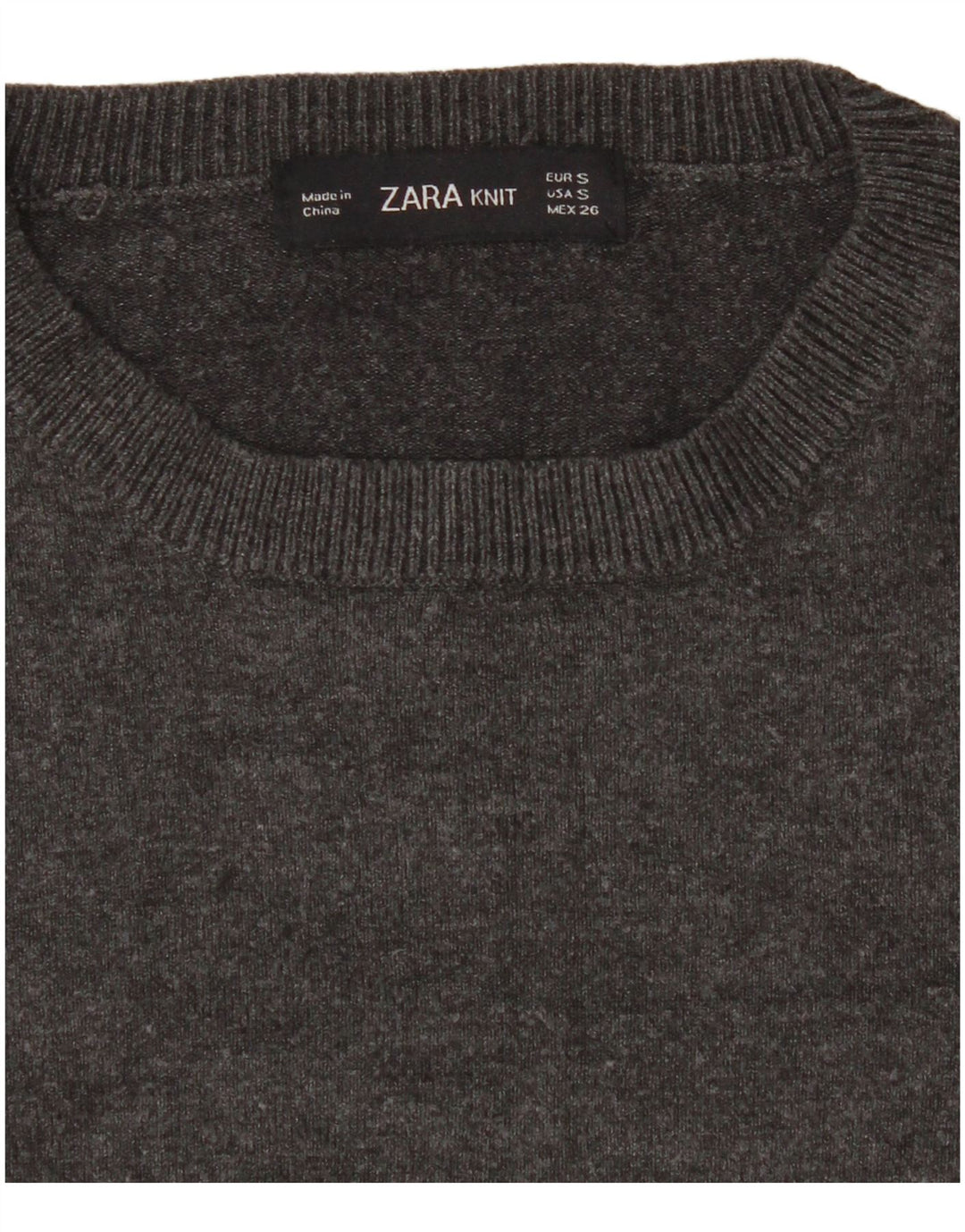 Zara Damen-Pullover mit Rundhalsausschnitt, Gr. 8, Grau