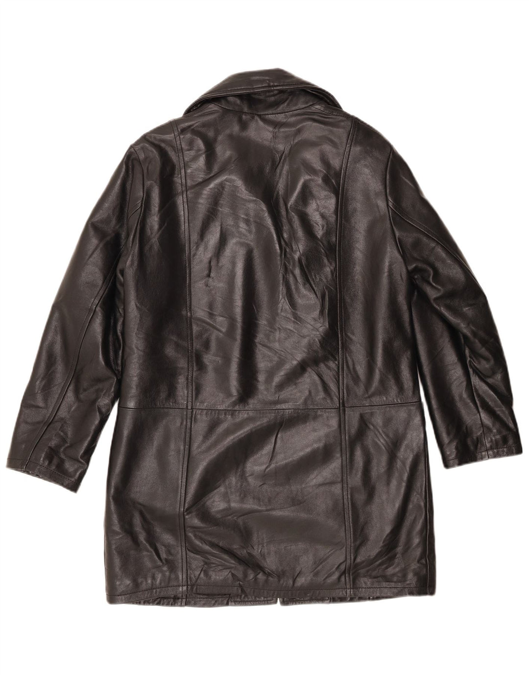 Vintage Damen Ledermantel IT 44 Medium Schwarz