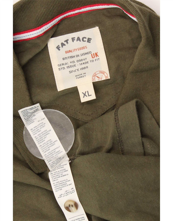 Fat Face Herren-Poloshirt XL, Khaki, gestreift, Baumwolle
