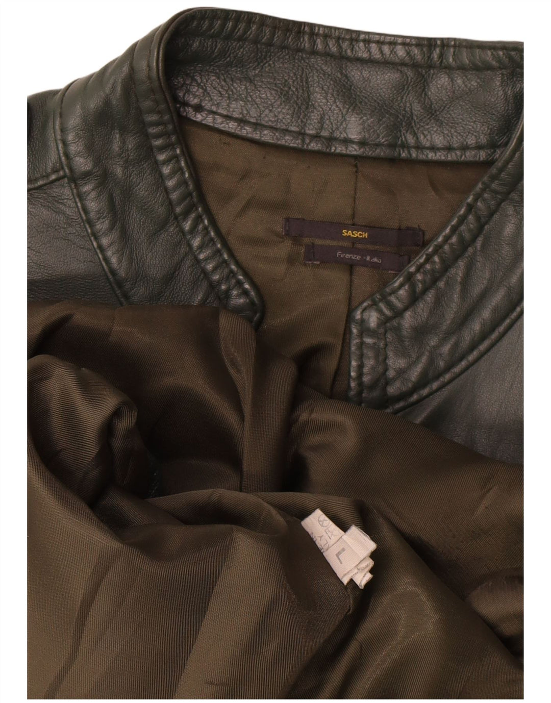 Sasch Damen Military Crop Lederjacke UK 14 Large Grün