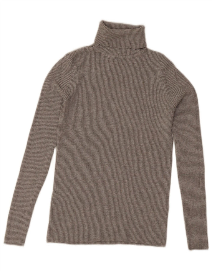 Marks & Spencer Damen-Pullover mit Rollkragen, Gr. 8, Größe S, graue Viskose