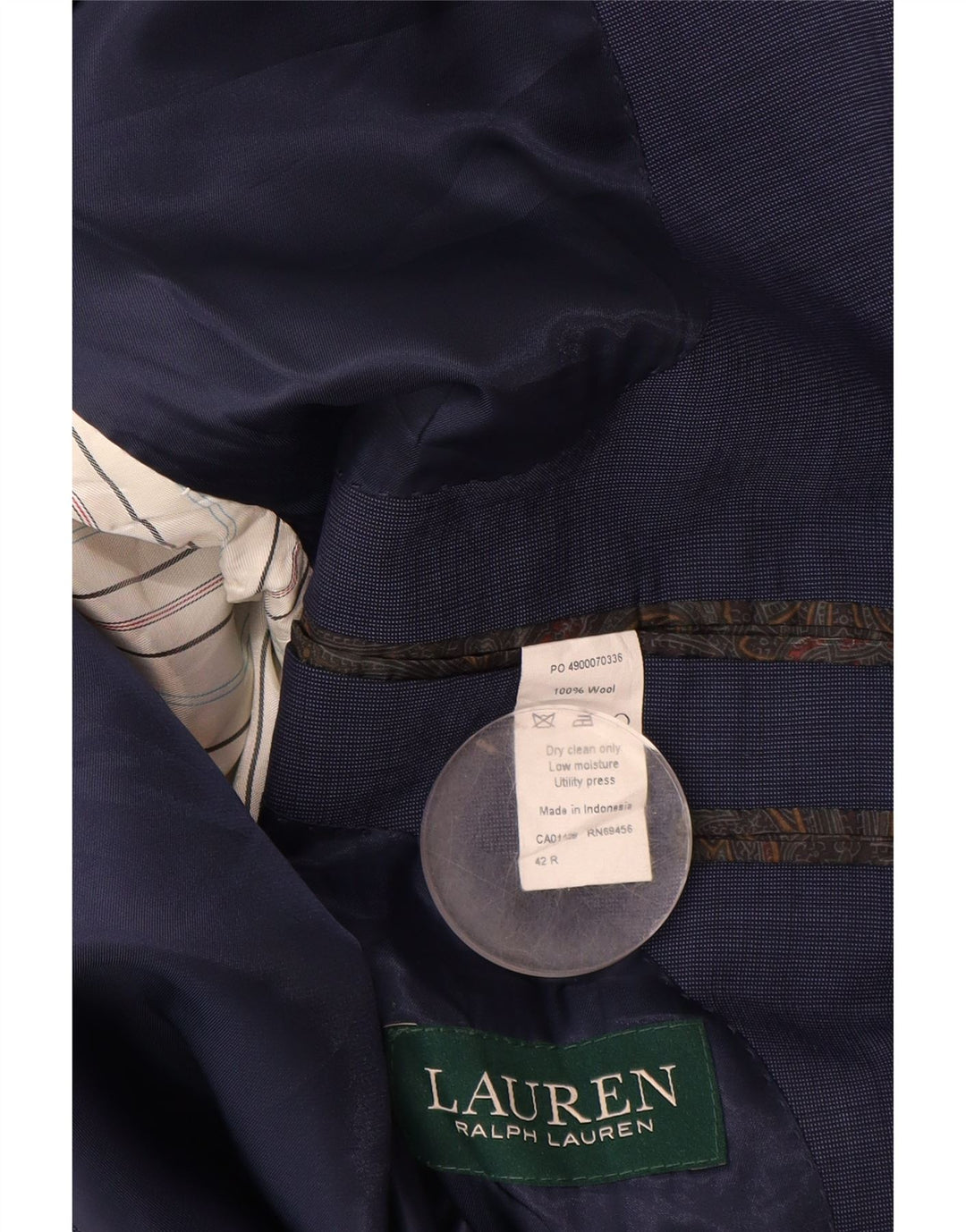RALPH LAUREN Herren 2-Knopf-Blazerjacke UK 42 XL Marineblaue Wolle