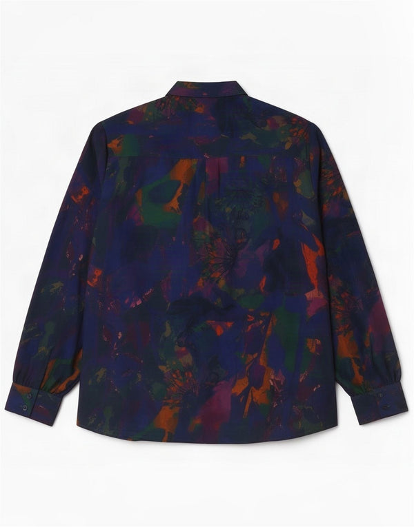 Paul Costelloe Womens Abstract Pattern Shirt Bluse UK 12 Medium Navy Blue