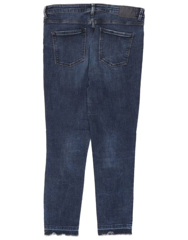 Zara Damen Distressed Skinny Jeans EU 40 Medium W30 L26 Marineblau Baumwolle