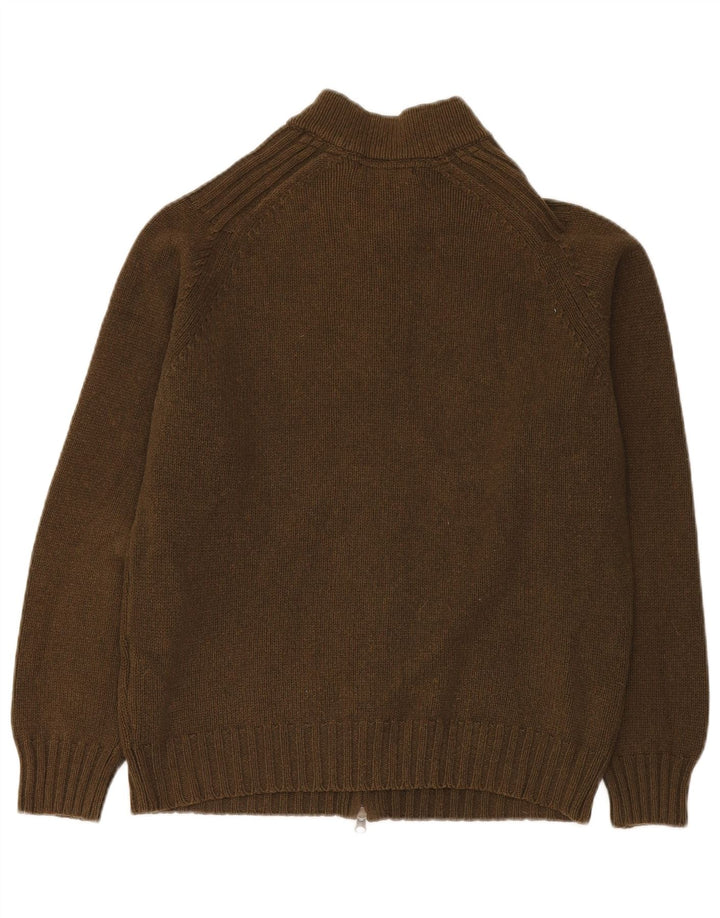 MASSIMO DUTTI Herren-Cardigan-Pullover aus mittlerer Khaki-Wolle