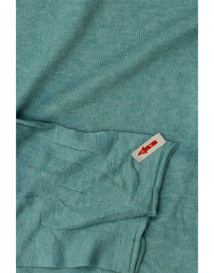 Zara Herren-Pullover mit Rundhalsausschnitt, mittelblaue Baumwolle