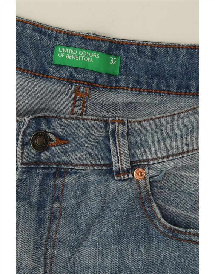 BENETTON Herren Jeansshorts W32 Mittelblau