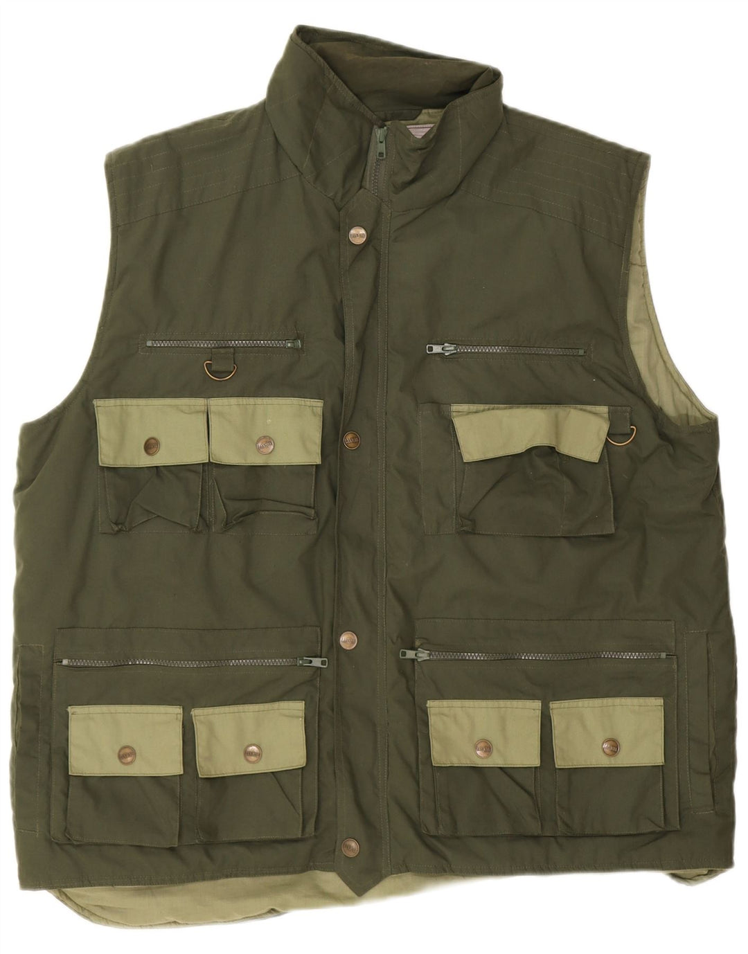 Vintage Herren Utility Gilet UK 44 2XL Khaki Polyester