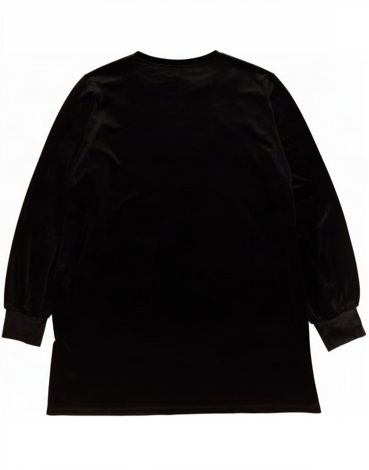 Zara Damen Langarm-Etuikleid UK 16 Large Schwarz Polyester