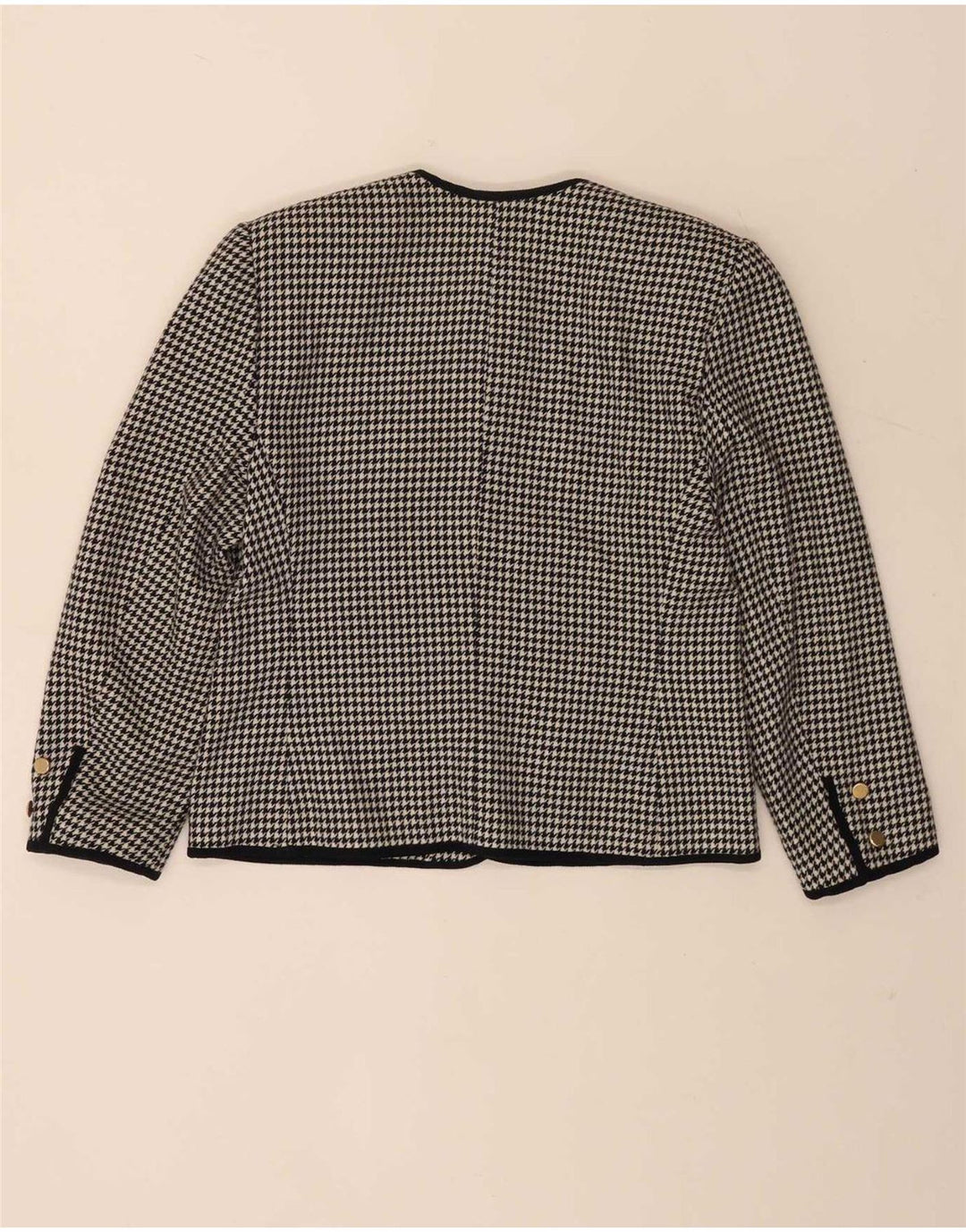 Vintage Damen 5-Knopf-2-teiliges Rock-Set IT 46 Large W28 Schwarzer Hahnentritt