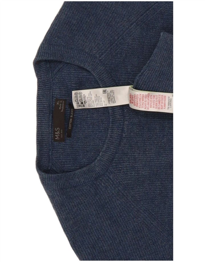 Marks & Spencer Herren-Pullover mit Rundhalsausschnitt, XL, Blau, Polyester