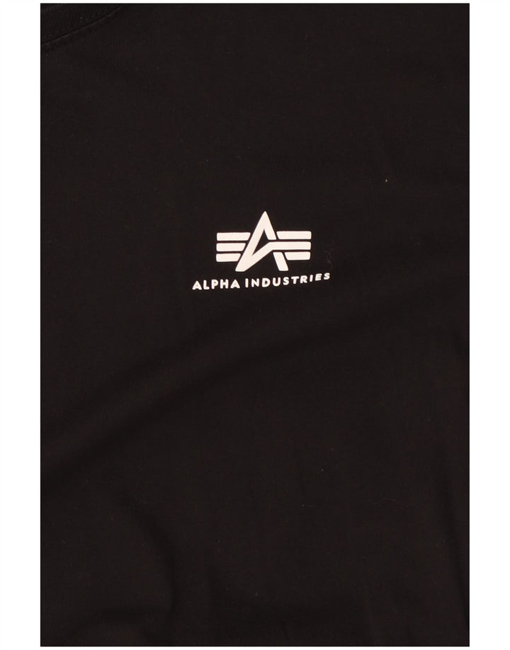 ALPHA INDUSTRIES Mens Top Long Sleeve Large Black Cotton