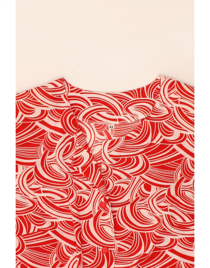 VINTAGE Womens Abstract Pattern Short Sleeve Shirt Blouse IT 42 Medium Red Vintage Vintage and Second-Hand Vintage from Messina Hembry 