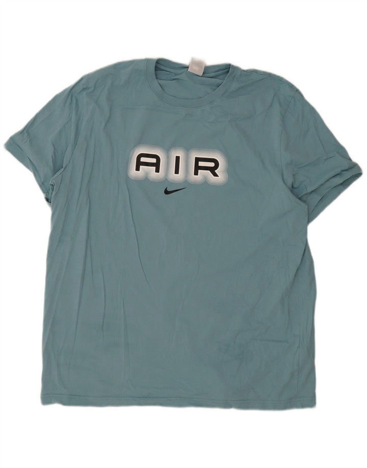 Nike Herren Grafik T-Shirt Top 2XL Blau Baumwolle