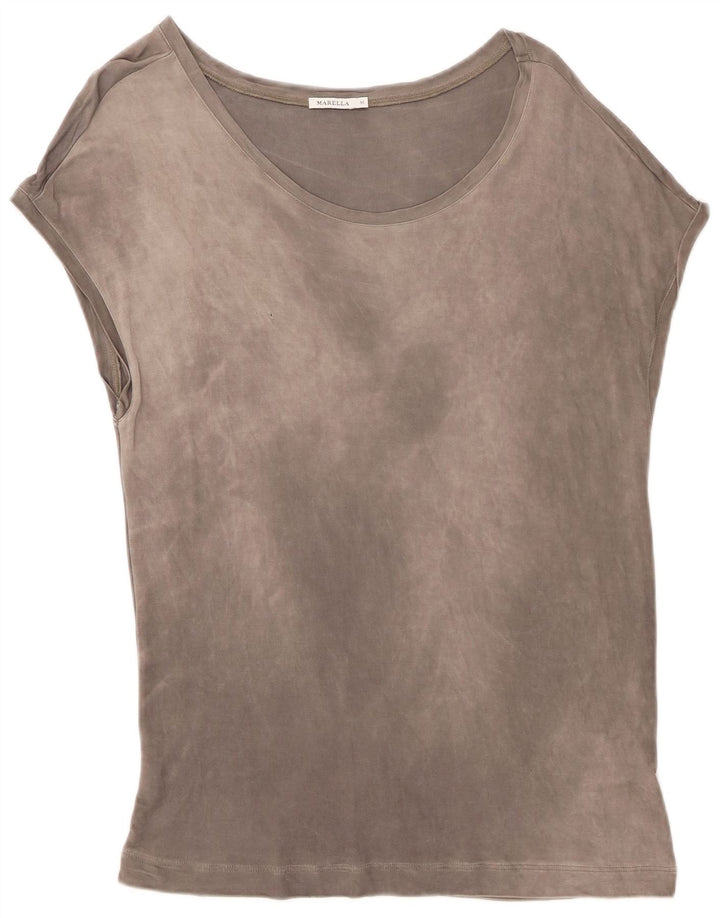 Marella Damen T-Shirt Top UK 14 Mittelgraue Viskose