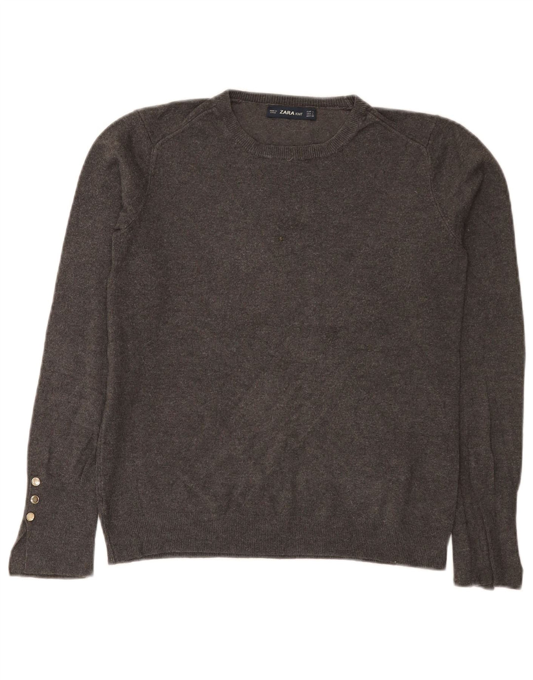 Zara Damen-Pullover mit Rundhalsausschnitt, Gr. 14, große graue Viskose