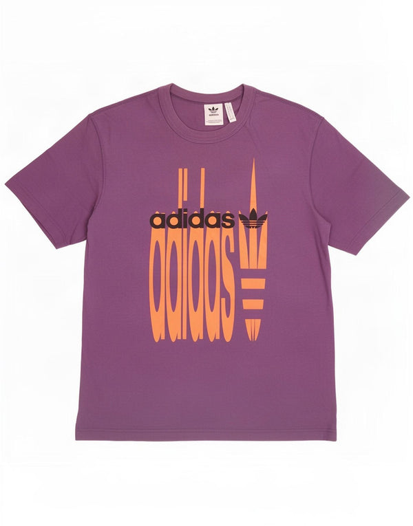 Adidas Herren Grafik-T-Shirt aus mittelvioletter Baumwolle
