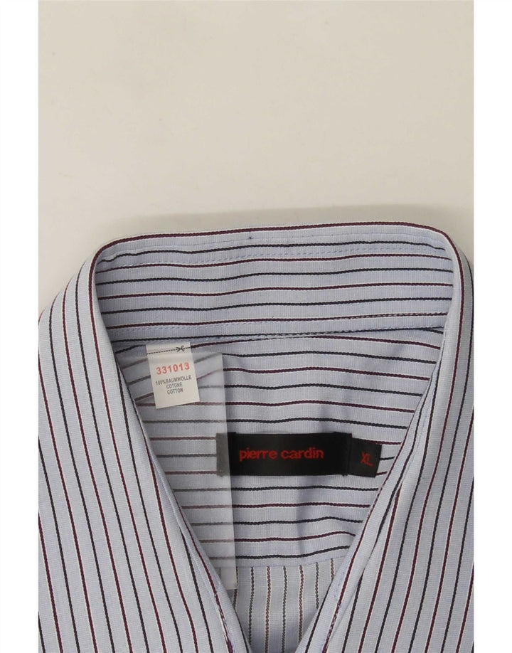 Pierre Cardin Herrenhemd XL, blaue Nadelstreifen-Baumwolle