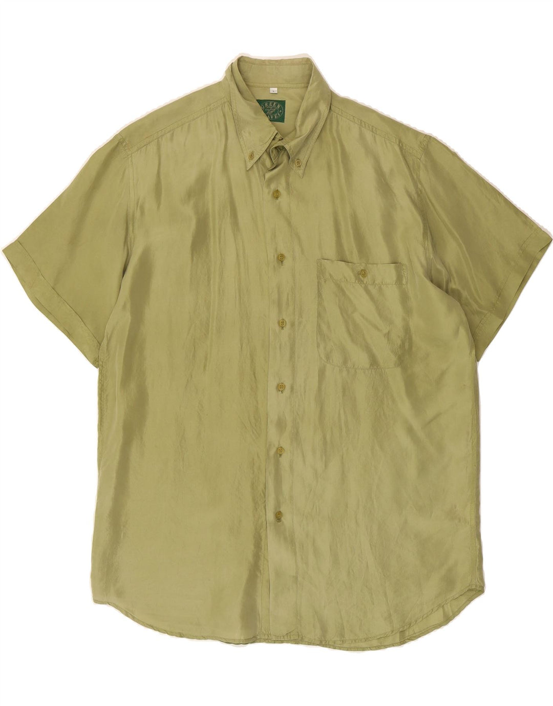 GREEN LEAVES Mens Short Sleeve Shirt Large Green Vintage Green Leaves and Second-Hand Green Leaves from Messina Hembry 