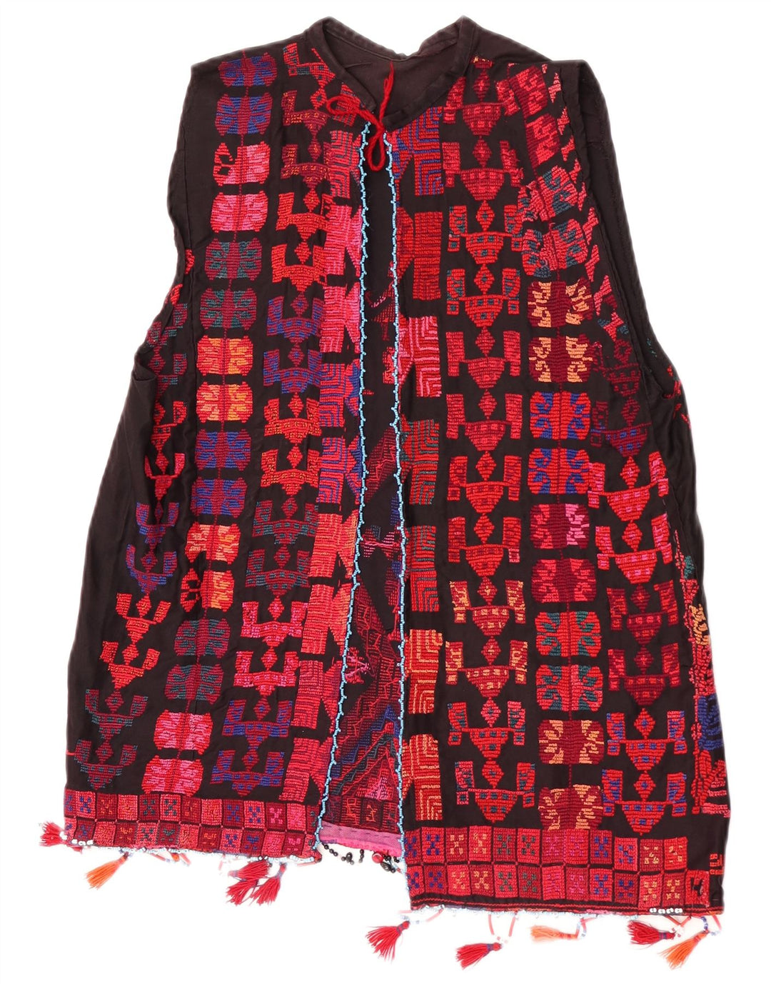 Vintage Damen Weste UK 14 Medium Mehrfarbig Geometrisch Aztekisch