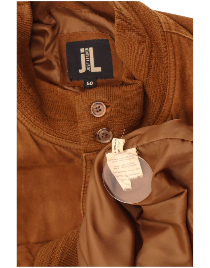 Vintage Herren Wildleder Bomberjacke IT 50 Großes braunes Leder