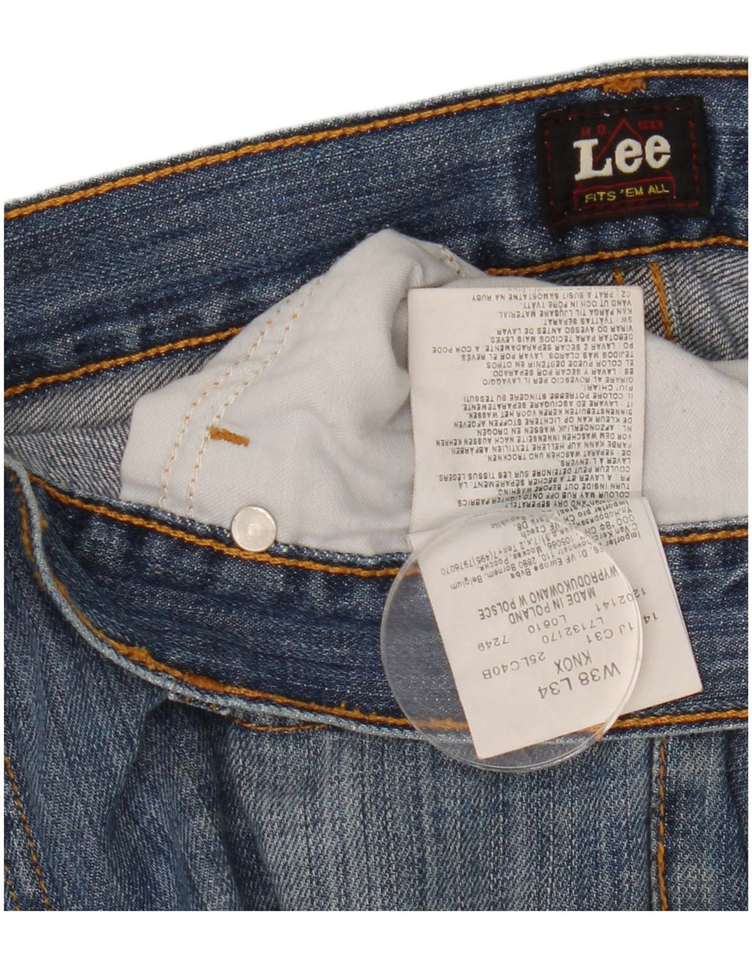 Lee Herren Knox Straight Jeans W38 L34 Blaue Baumwolle