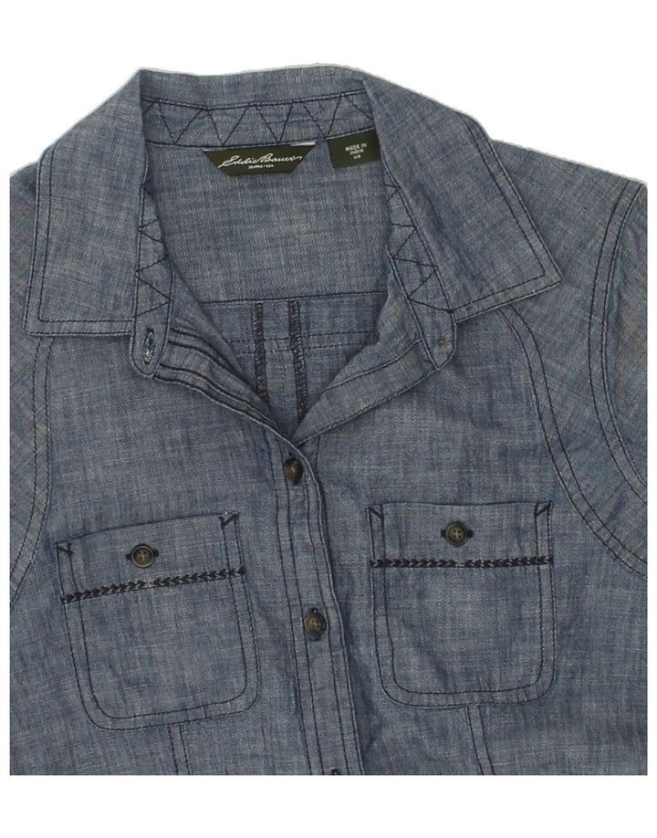 EDDIE BAUER Womens Shirt UK 6 XS Navy Blue Cotton Vintage Eddie Bauer and Second-Hand Eddie Bauer from Messina Hembry 