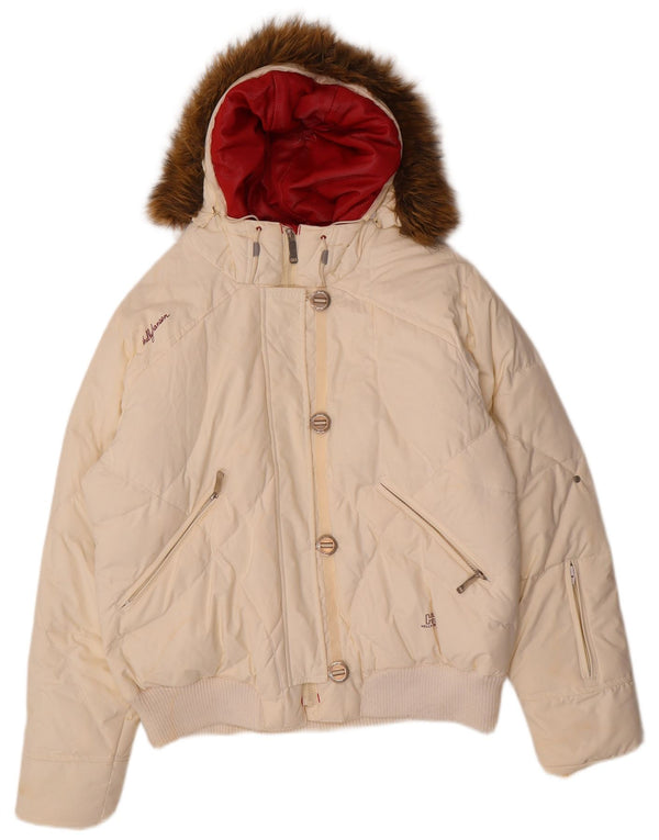 Helly Hansen Wattierte Damenjacke mit Kapuze, UK 18 XL, gebrochenes weißes Nylon