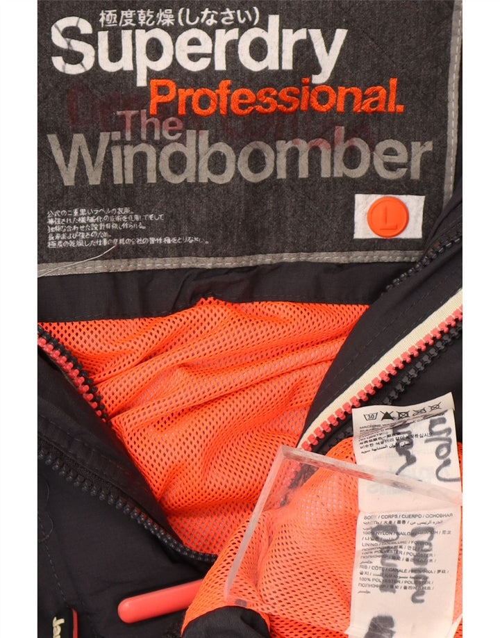 SUPERDRY Damen The Windbomber Hooded Windjacke UK 16 Large Schwarz