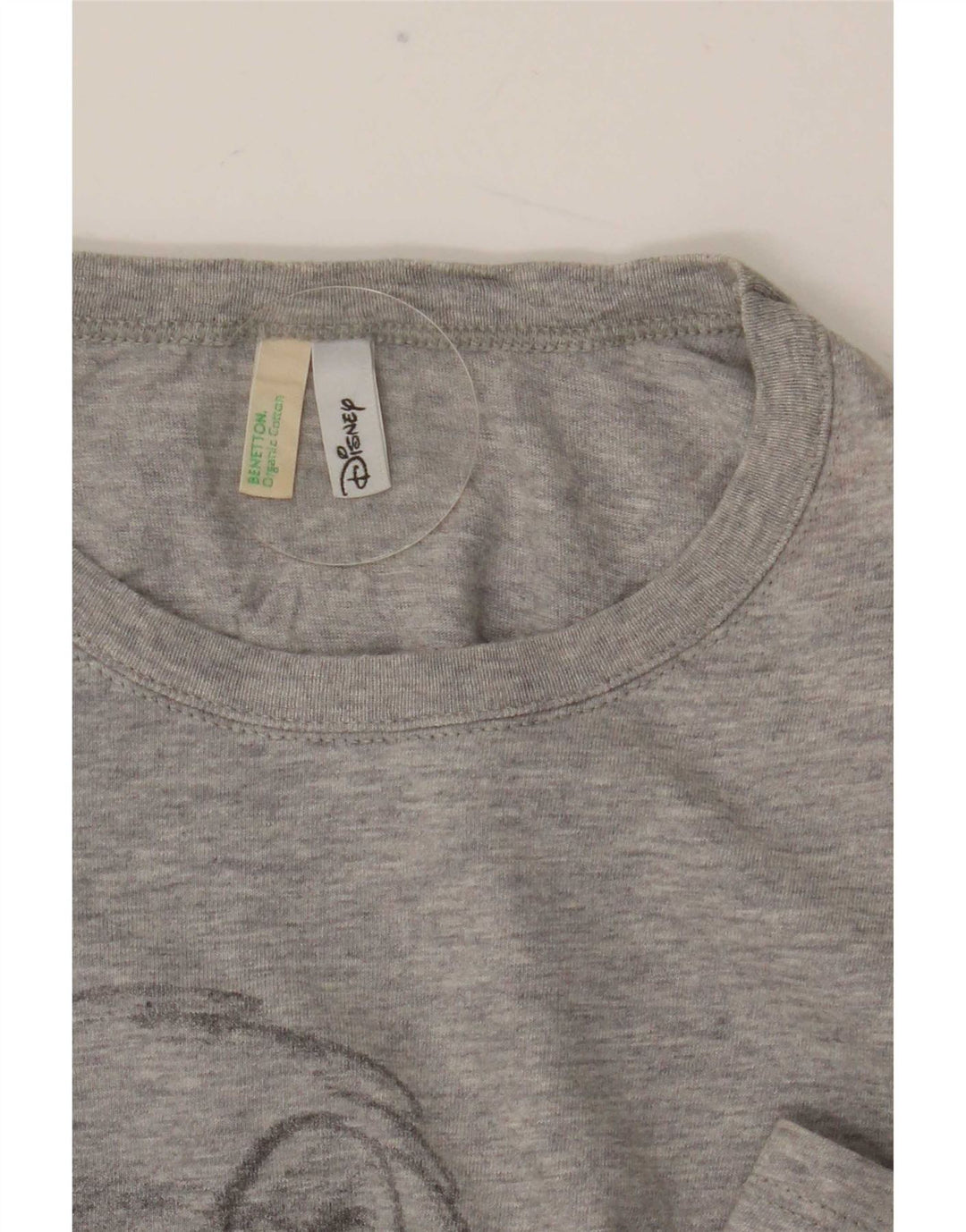 Benetton Womens Disney Graphic Top Langarm UK 12 Mittelgraue Baumwolle